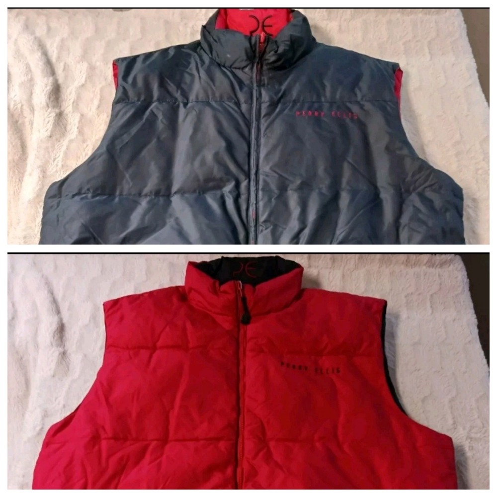 Perry Ellis Portfolio Reversible Puffer Vest Lightweight Men's Size 2XL Blue/Red